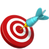 3D emoji of a blue dart hitting the bullseye of a red and white target, symbolizing precision and effective targeting.