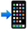 3D emoji of a smartphone with a blue arrow pointing toward it, symbolizing mobile engagement, app interaction, or digital targeting.