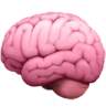 3D emoji of a pink human brain, symbolizing mental health, cognitive function, and neuroscience.
