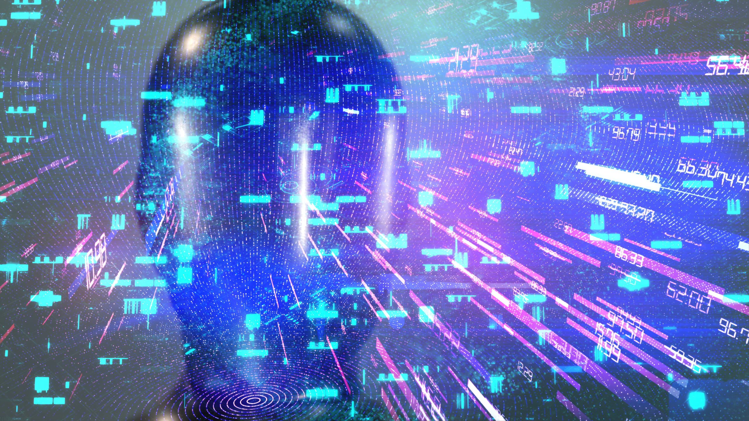 Colorful abstract computer technology superimposed on an android