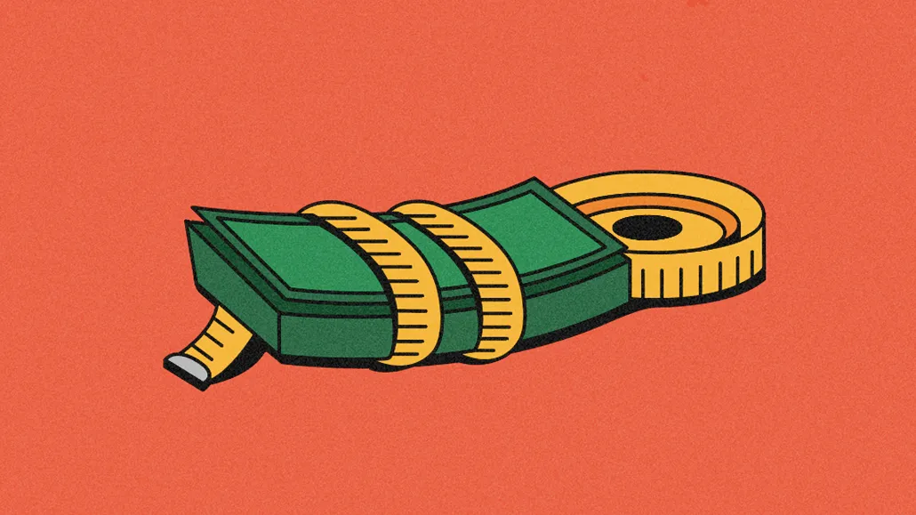 measuring tape around dollars to illustrate how companies are measuring marketing impact
